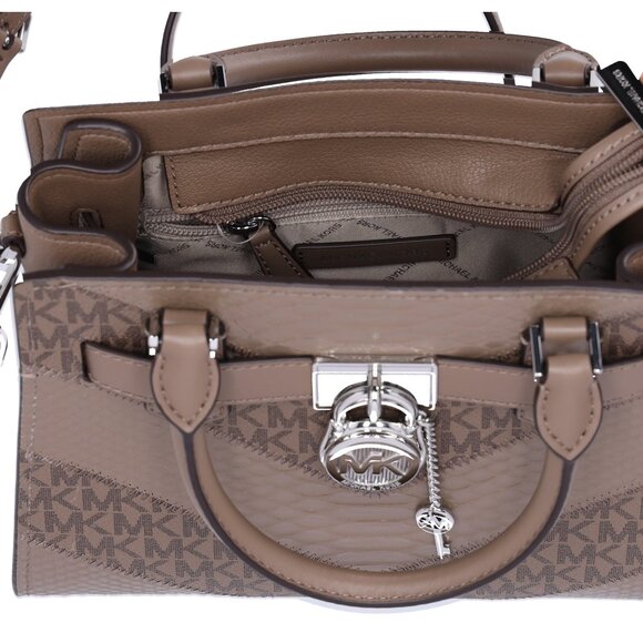 Michael Kors Hamilton Small Satchel Crossbody Exotic MK Dust MK Multi - Picture 9 of 9